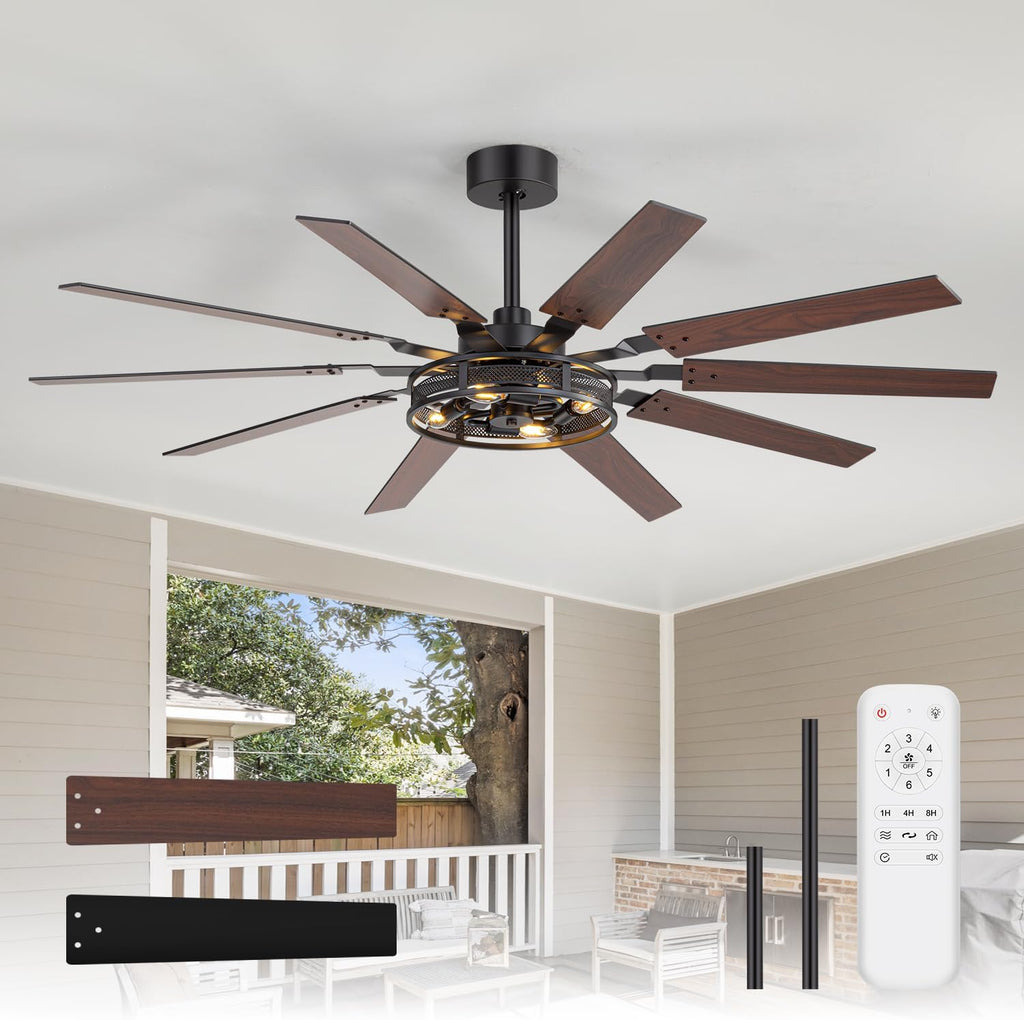 60" Caged Ceiling Fan with Light & Remote