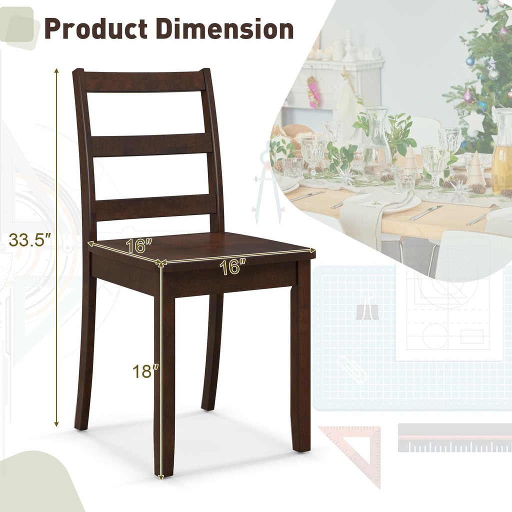 Wood Dining Chairs Set of 4 Walnut- Wooden Armless Kitchen Chairs with Solid Rubber Wood Legs, Non-Slip Foot Pads