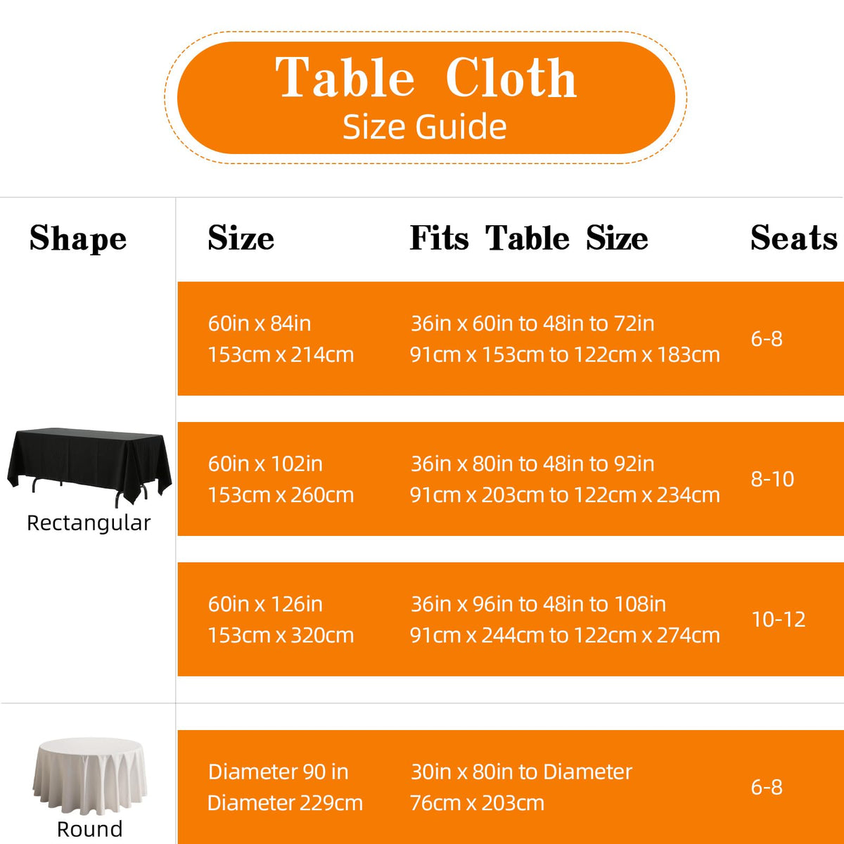 10 Pack Black Table Cloth Rectangle 60X102 Inch Fit 6FT Table