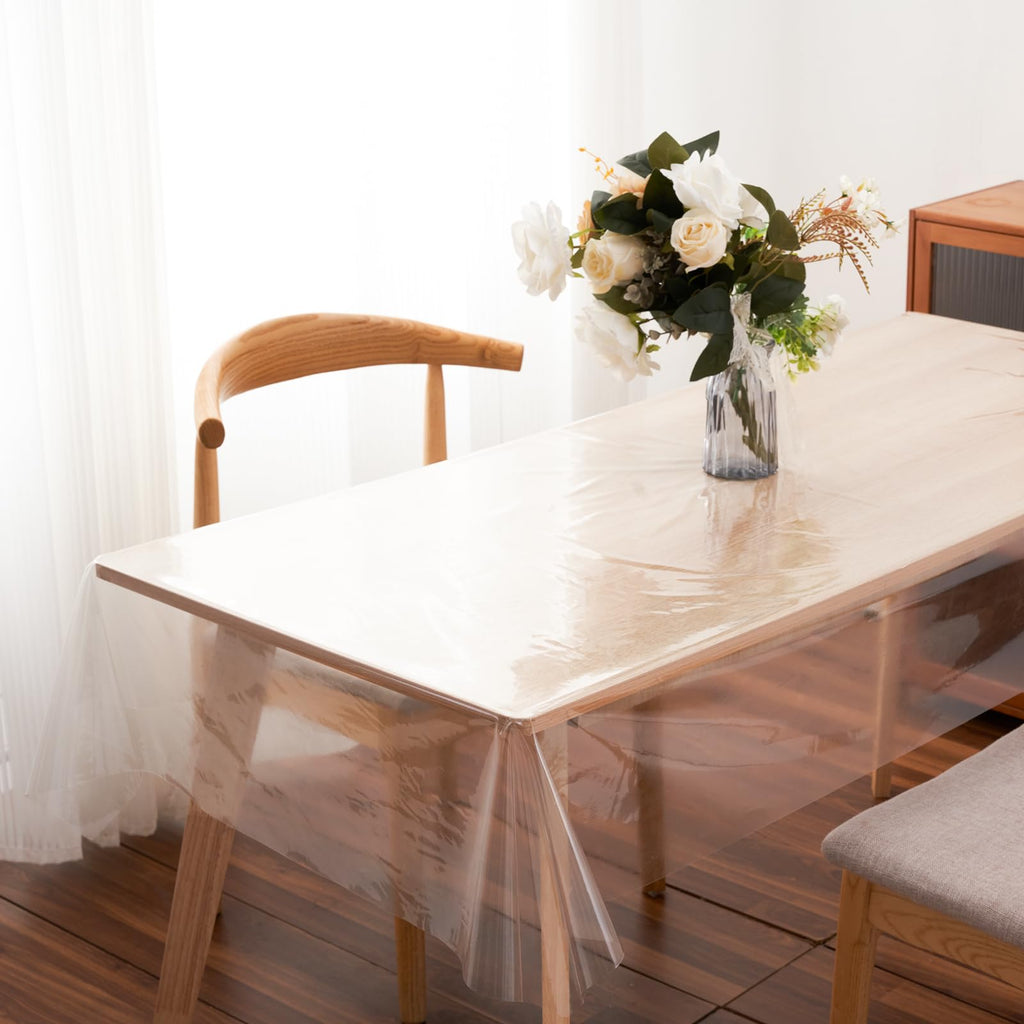 Clear Plastic Tablecloth Protector Rectangle Square 70x70 inch Waterproof Oilproof Stain Resistant Wipeable Table
