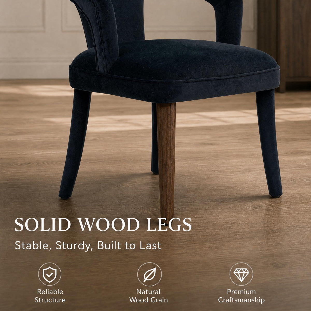 Black Velvet Dining Chairs Set of 4, Modern Upholstered Accent Chairs with Curved Back & Arms, Comfy Large Fully