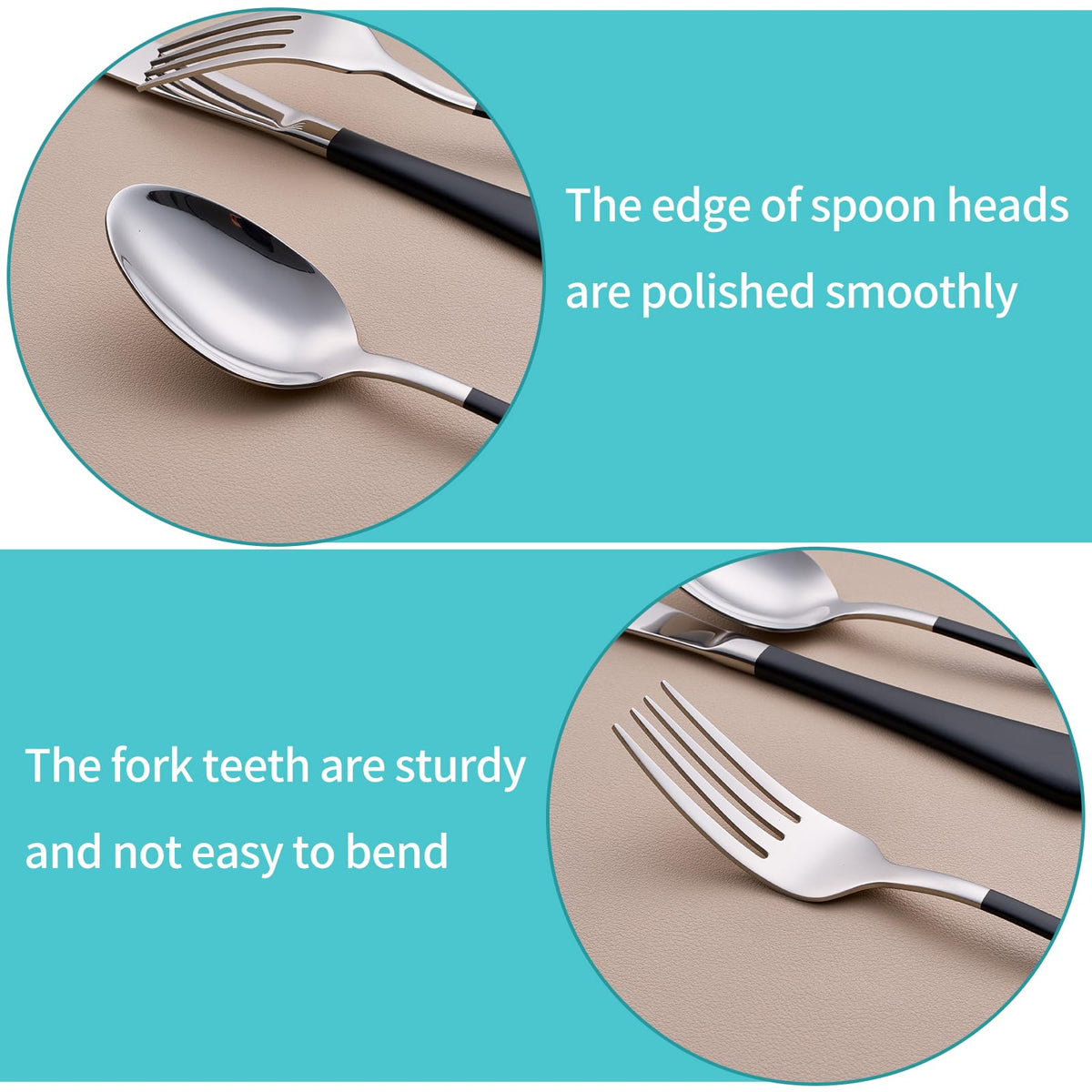 20-Piece Black Silverware Set for 4, 18/0 Stainless Steel Flatware Cutlery Utensils Set, Include Dinner Knives,Dinner