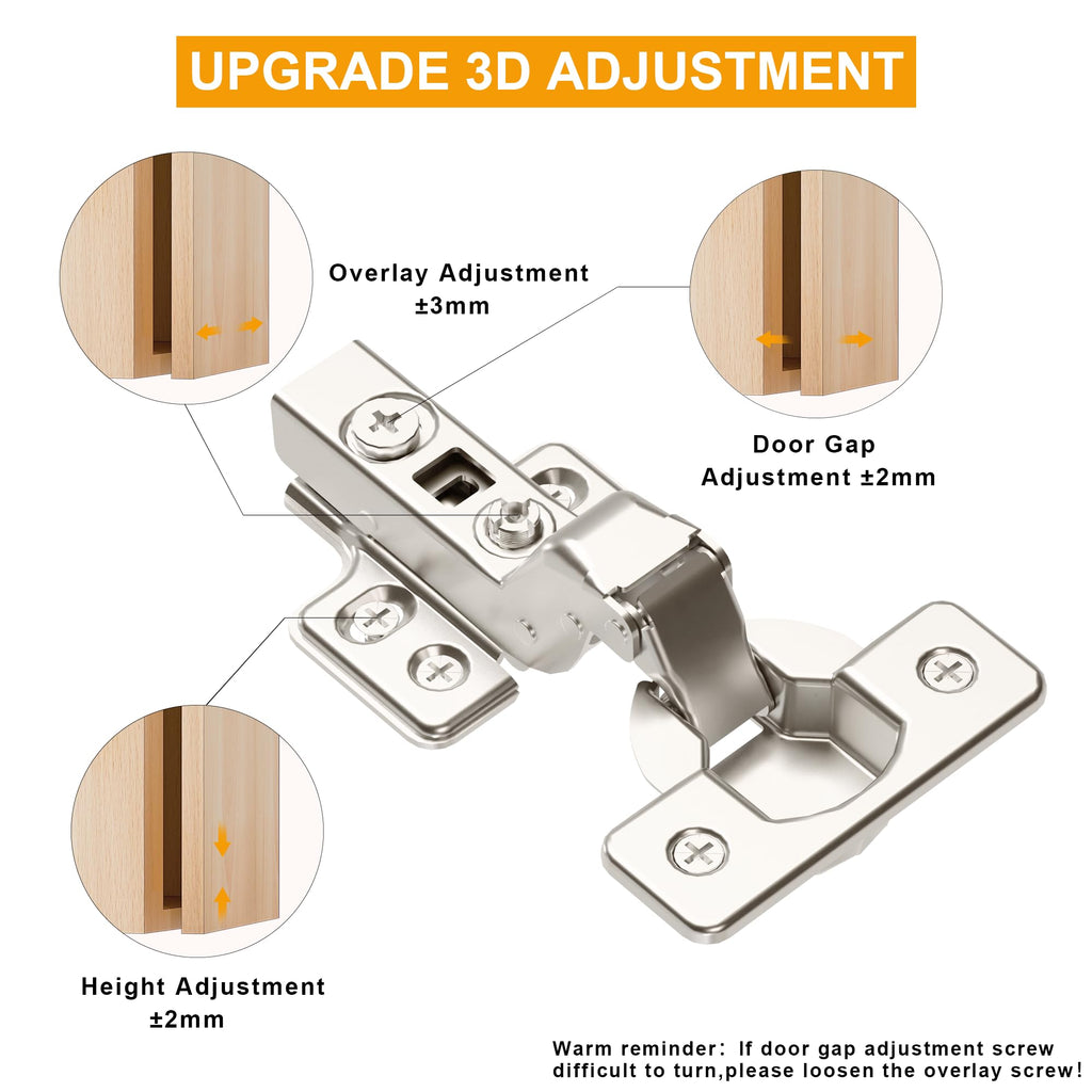 40Pcs Frameless Soft Close Inset Cabinet Hinges 50% Faster Install