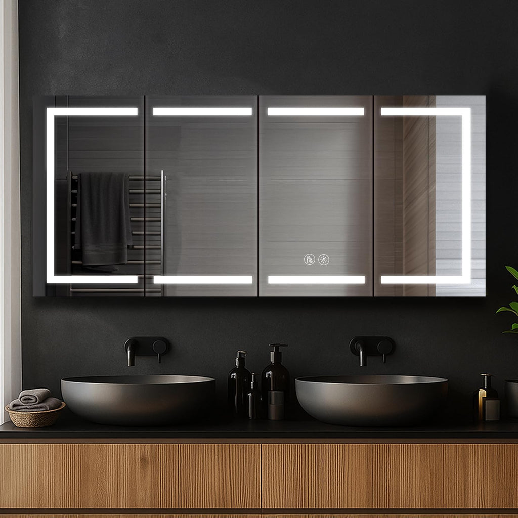 LED Lighted Bathroom Medicine Cabinet Mirror, Defogger, 72x32 | Bathroom Storage Cabinet, Medicine Cabinets