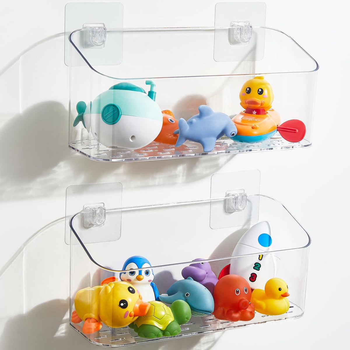 2 Pack Clear Bath Toy Storage Organizer for Baby & Toddler Shower