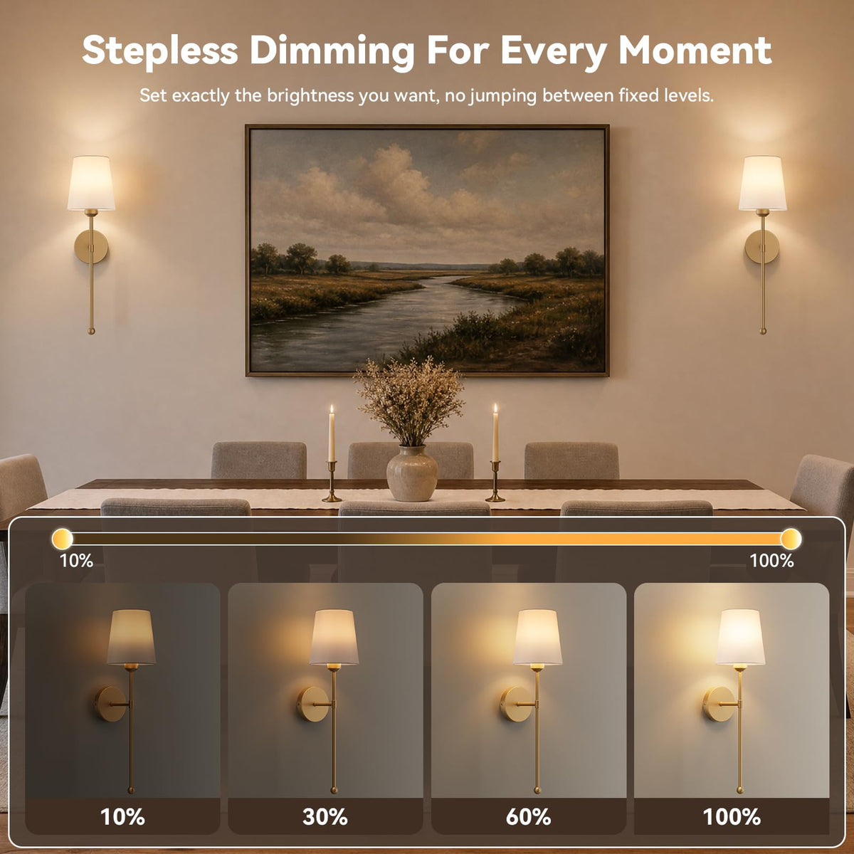 Battery Operated Wall Sconces, Gold, 2 Pack with Magnetic Bulbs,RF Remote