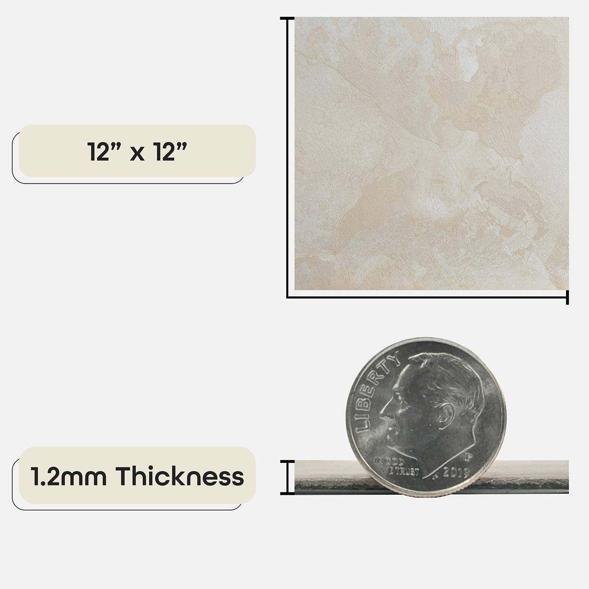 Nexus Peel & Stick Vinyl Floor Tiles, 20-Pack, 12 x 12 in, White