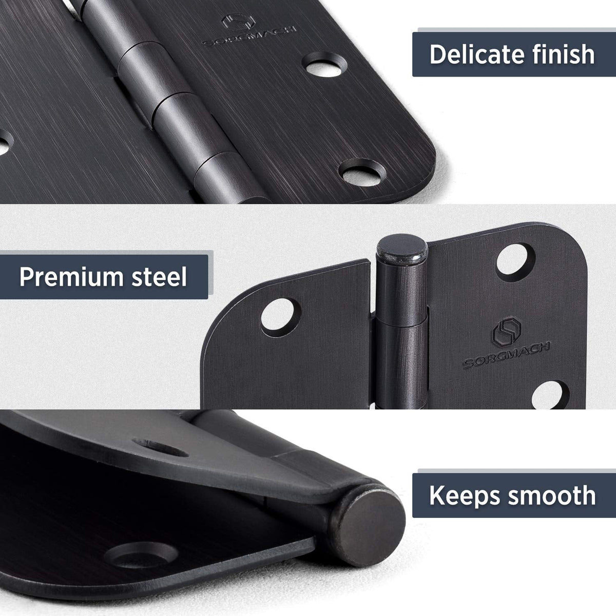 Door Hinges Oil Rubbed Bronze Hinges 3.5 in 5/8" Radius Corners Black Hinge Interior Hinge Hardware 30 Pack