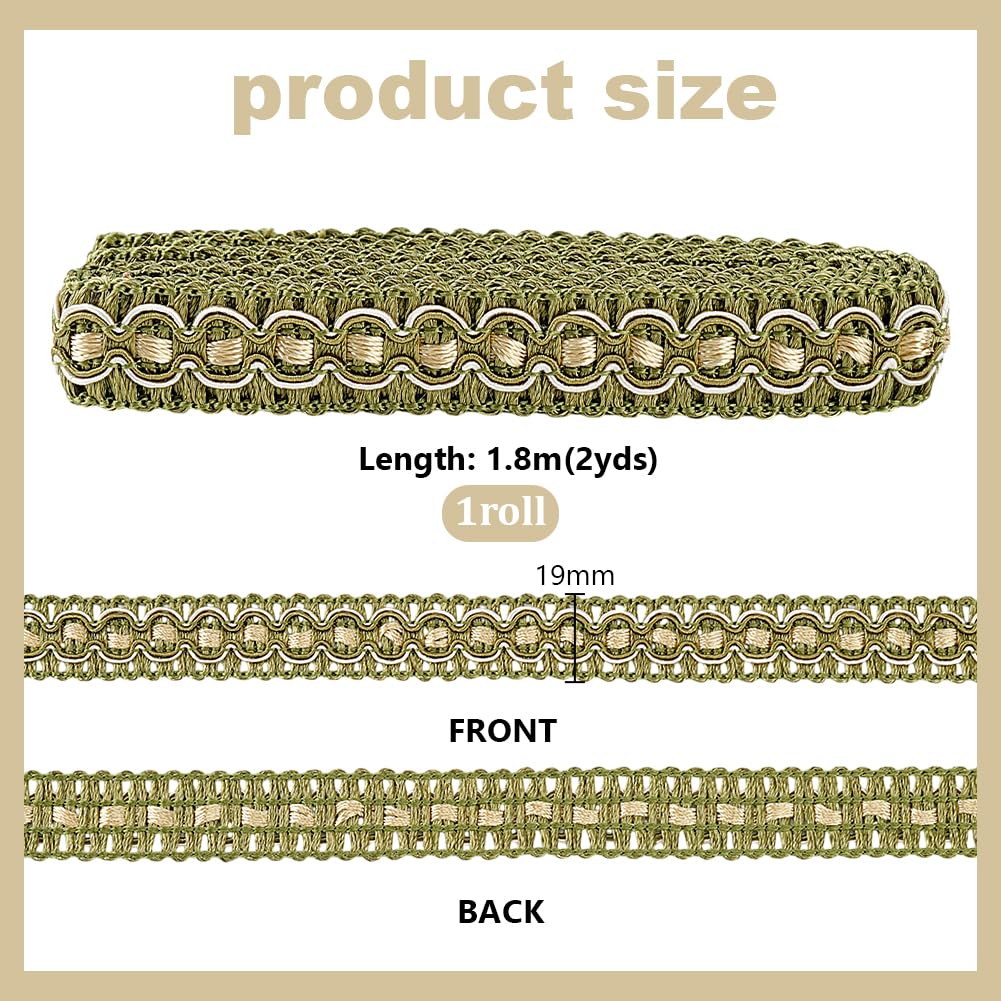 6 Colors Gimp Braid Trim, 3/4 inch Upholstery Trim Fabric Trim Fringe Trim Ribbon Polyester Fringe Trim for - 12 Yards