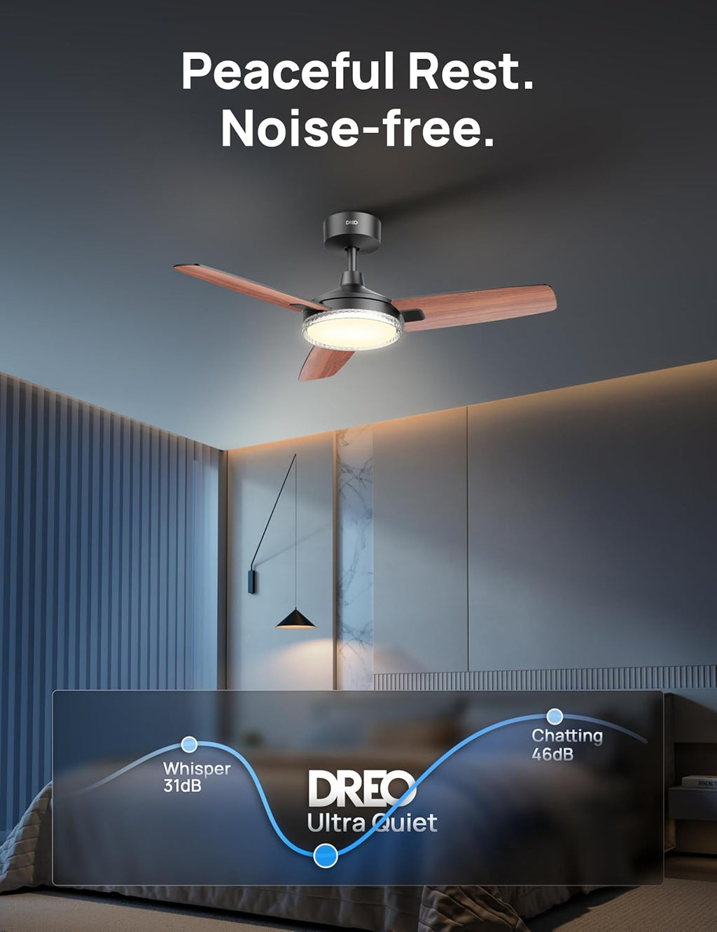 42" Black Smart Ceiling Fan with Light