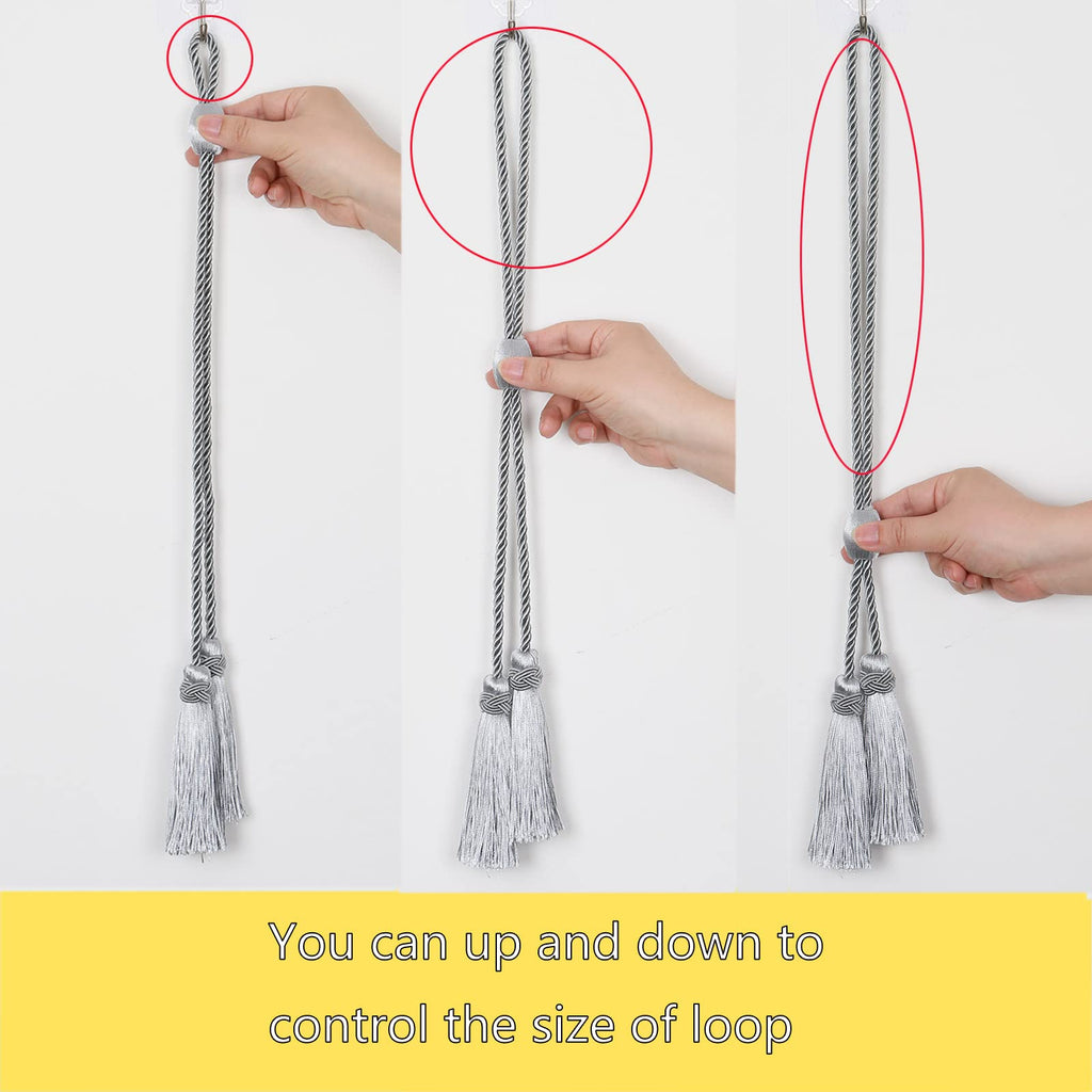 Curtain Tiebacks with Tassel, Decorative Curtain Holdback - 4 Pack