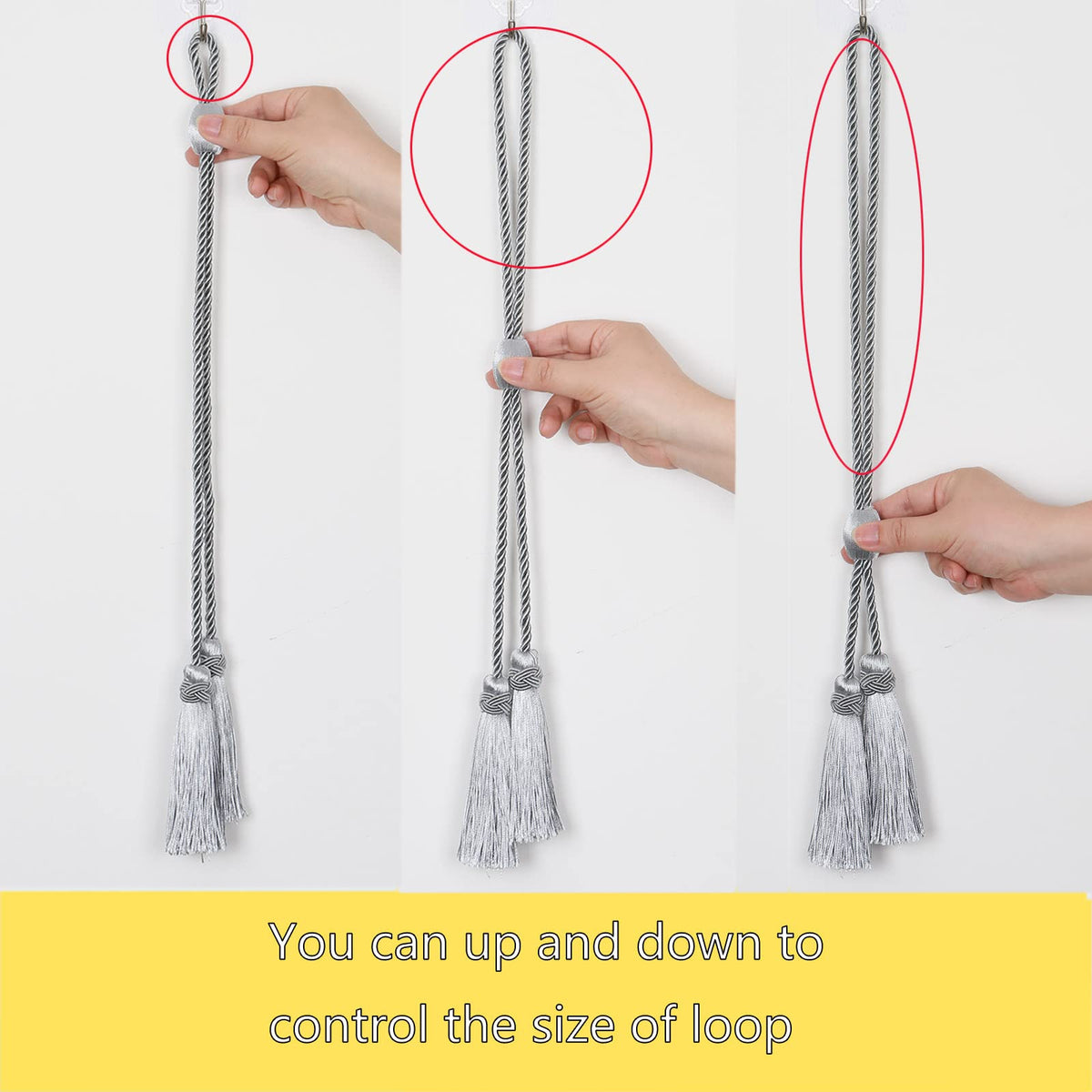 Curtain Tiebacks with Tassel, Decorative Curtain Holdback - 4 Pack