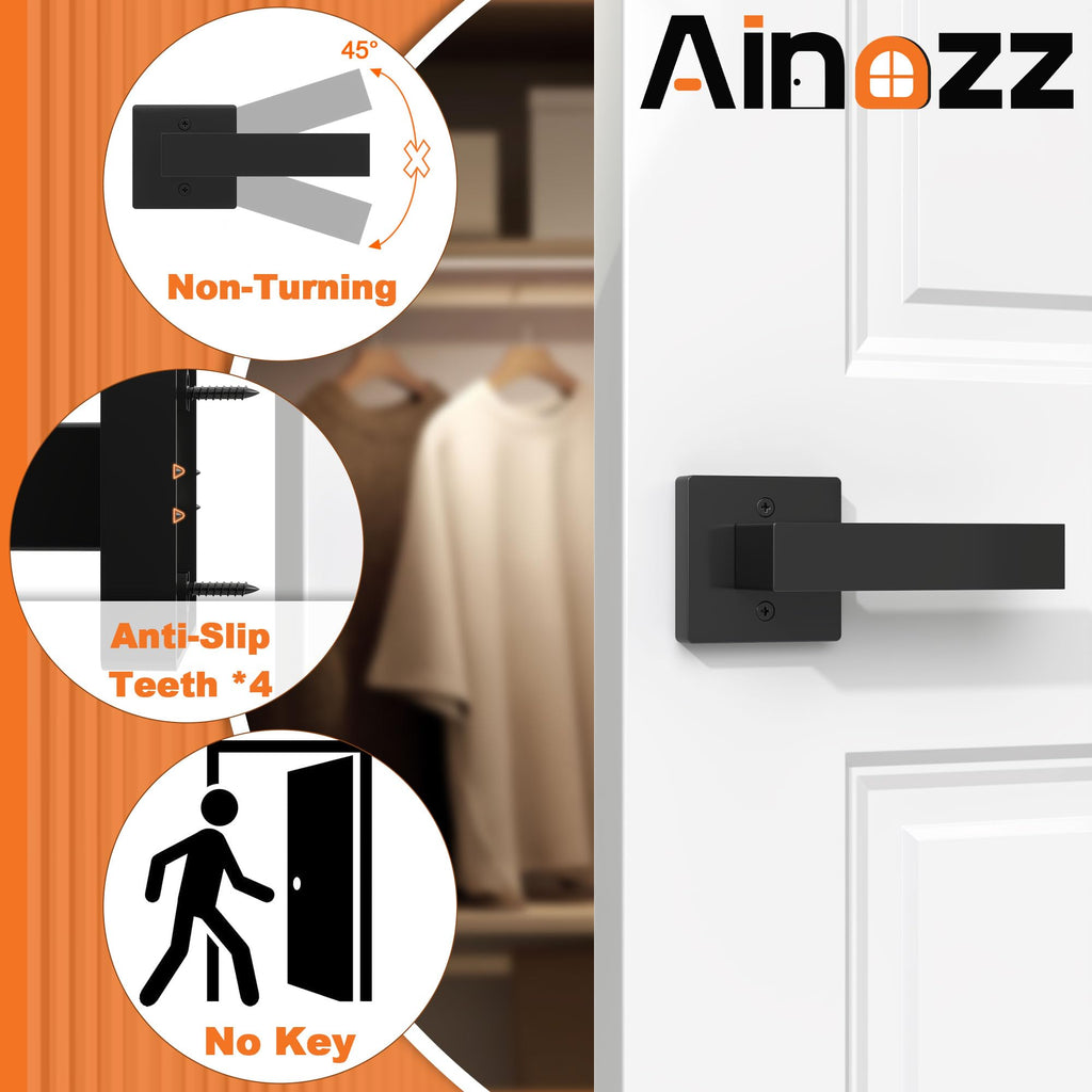 Dummy Door Handles Interior Closet Black Pack of 4 Without Latch