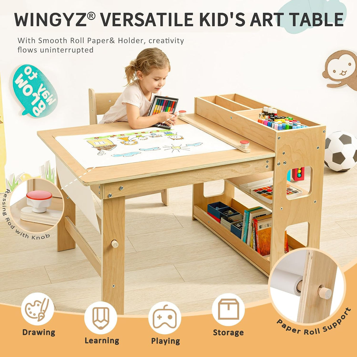In-1 Kids Art Table and Chairs, Toddler Table and 2 Chairs Set FSC
