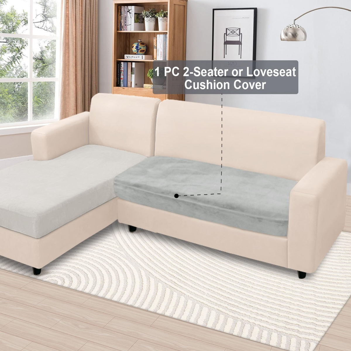 Couch Cushion Covers 1 Piece Velvet Stretch Loveseat Cover or 2 Seat Sofa Cover Soft Individual Couch Covers for