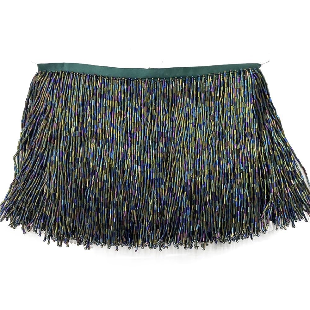 Beaded Fringe Trim, 6 Inch Wide Beads Ribbon Tassel Fringe Trim, Tassels Trim Fringe Fabric for DIY - 1 Meter