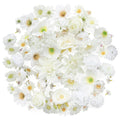 Mini Artificial Flower Heads Ivory & White Fake Peony Daisy Rose Multicolor Small Faux Silk Flower Heads for Cake