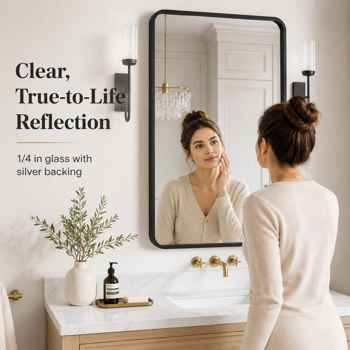 Black Bathroom Mirrors for Over Sink 30 x 40 Inch