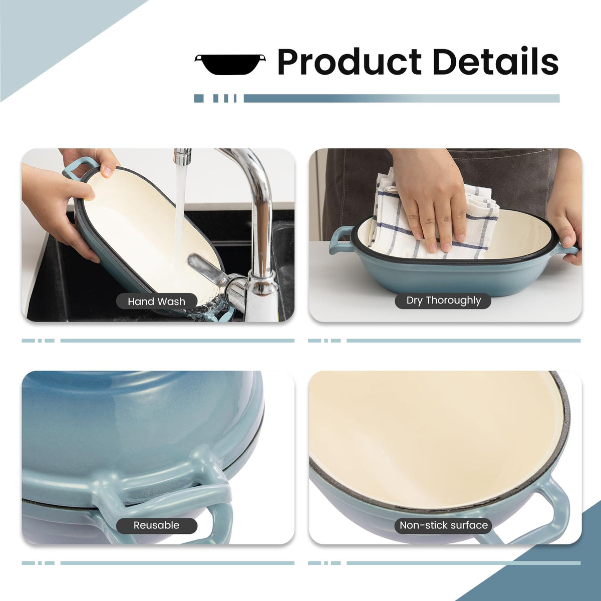 Enameled Cast Iron Dutch Oven for Sourdough Bread Baking,9 x 5-4/5 Inch Oval Cast Iron Bread Pan with Lid,Dutch Oven