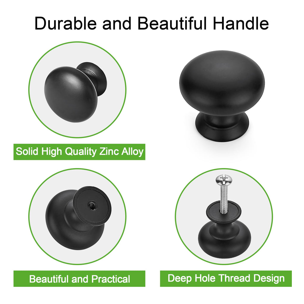 10 Pack Cabinet Knob- Matte Blcak Furniture Hardware Handles Cabinets Bedroom Dresser Wardrobe Cabinet Pulls