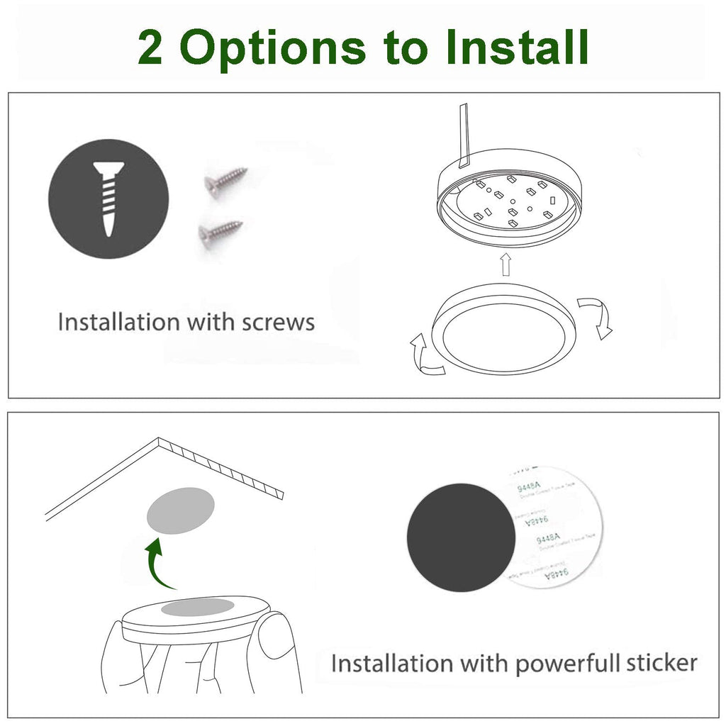 Under Cabinet LED Black Cover Puck Lighting Kit with Touch Dimmer Switch Cupboard Closet Lighting (3 Lights,Warm