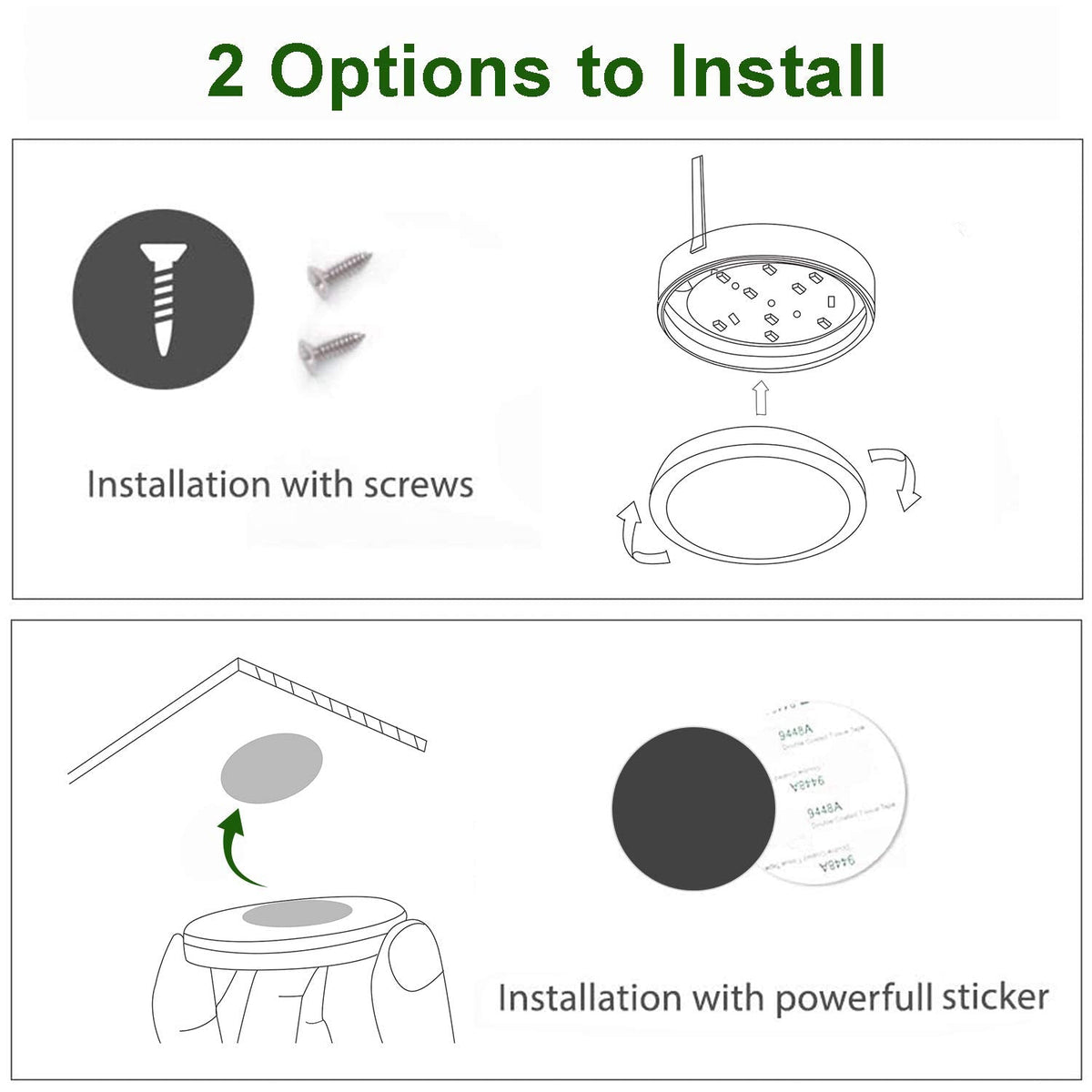 Under Cabinet LED Black Cover Puck Lighting Kit with Touch Dimmer Switch Cupboard Closet Lighting (3 Lights,Warm