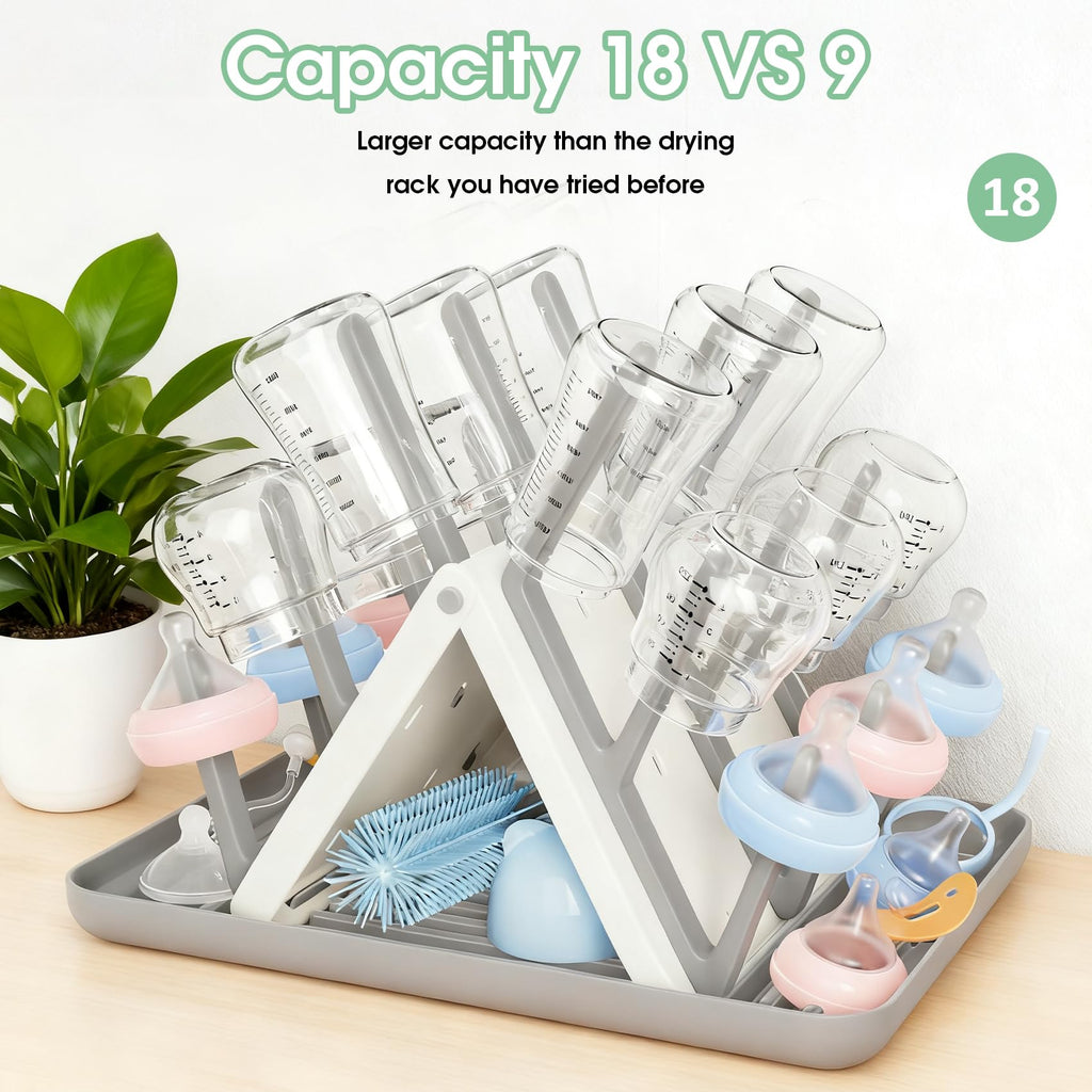 Large Baby Bottle Drying Rack, Space Saving Countertop Holder Organizer