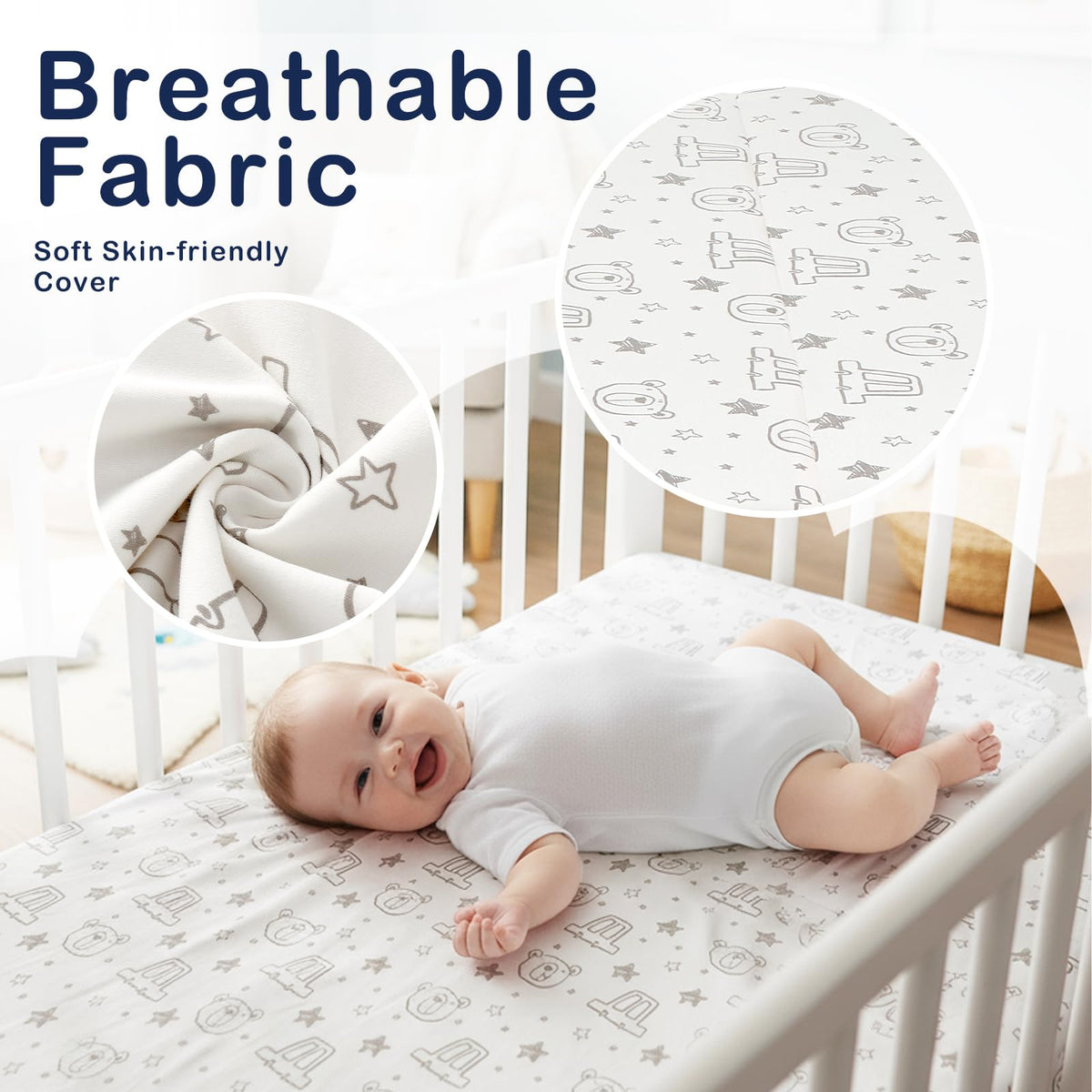 Trifold Play Yard Mattress 38'' x 26'' x 3'', Soft Baby Memory Foam Play Yard for Toddlers, Portable Mini