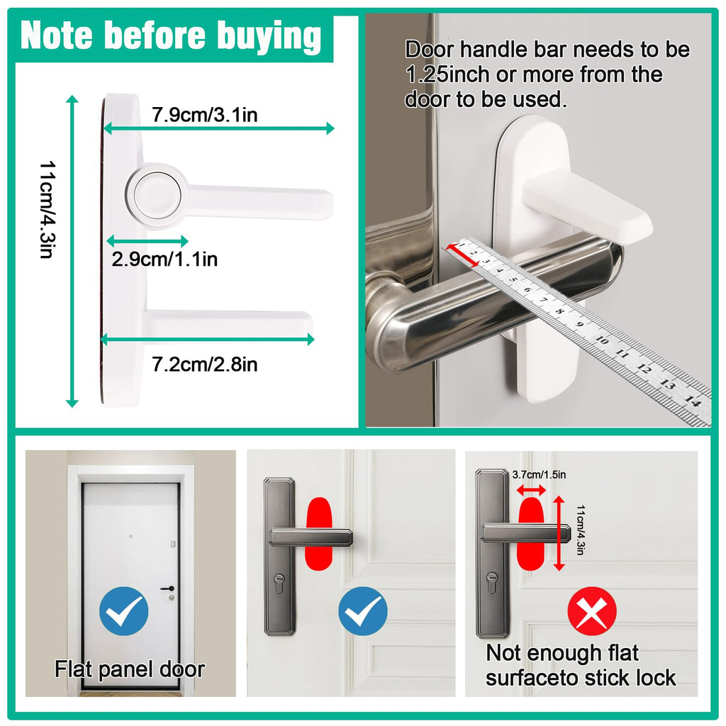 Child Proof Door Lever Lock,ABS with 3M Adhesive Backing,4 Pack