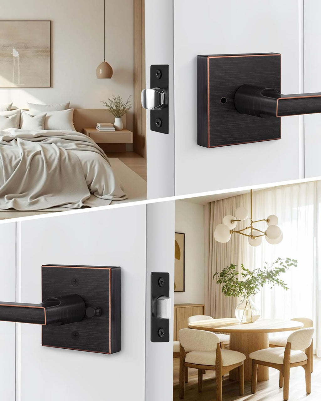 Oil Rubbed Bronze Door Handle Interior, Privacy Bedroom- 1 Pack