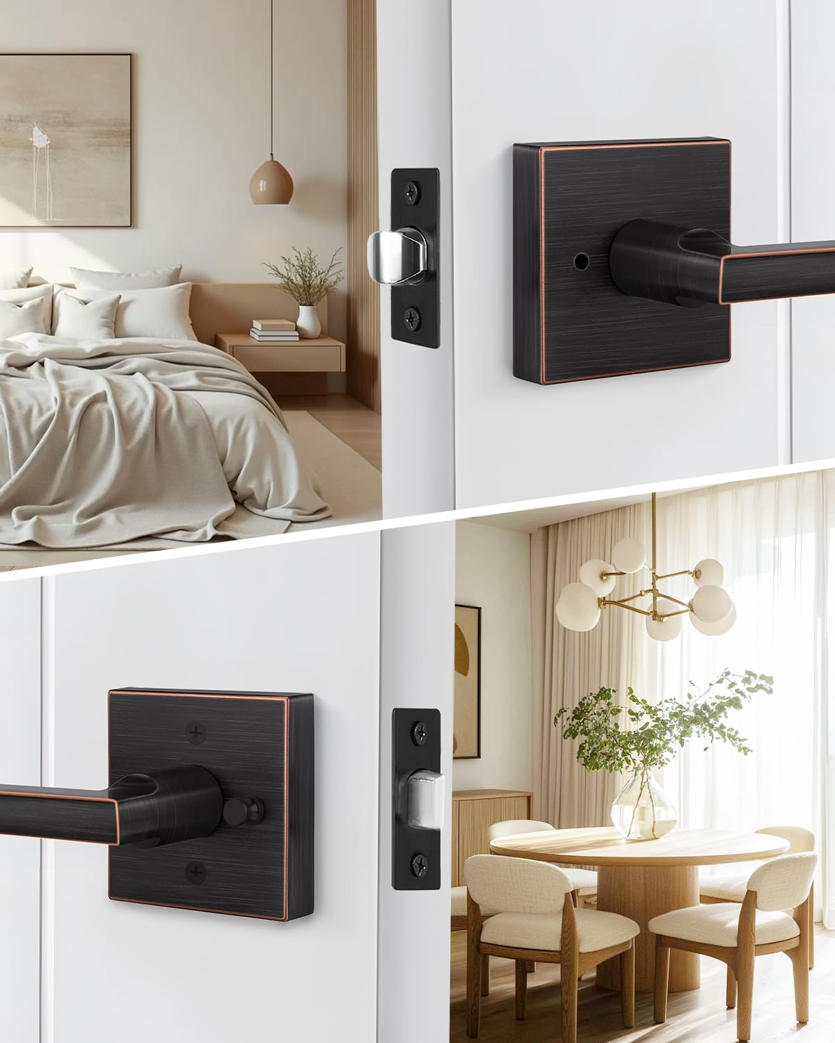 Oil Rubbed Bronze Door Handle Interior, Privacy Bedroom- 1 Pack