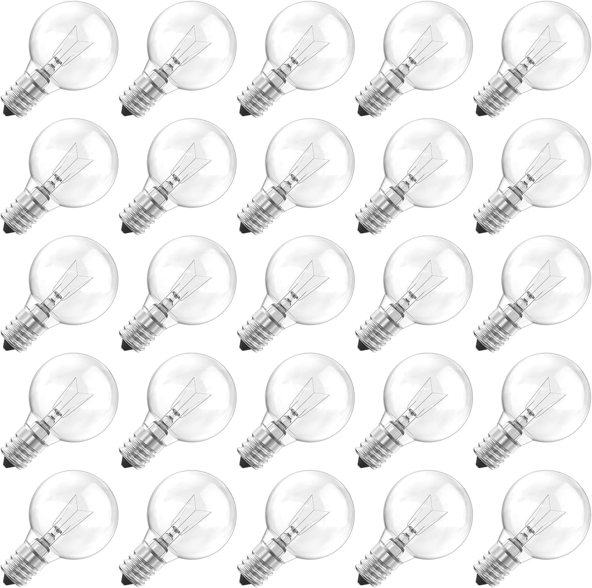 25 Pack G40 Replacement Light Bulbs, E12 Base, Warm White