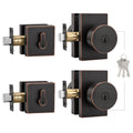 Oil Rubbed Bronze Exterior Door Lock Set, Square Contemporary Keyed-Alike Door Knob and Deadbolt Set, Heavy Duty