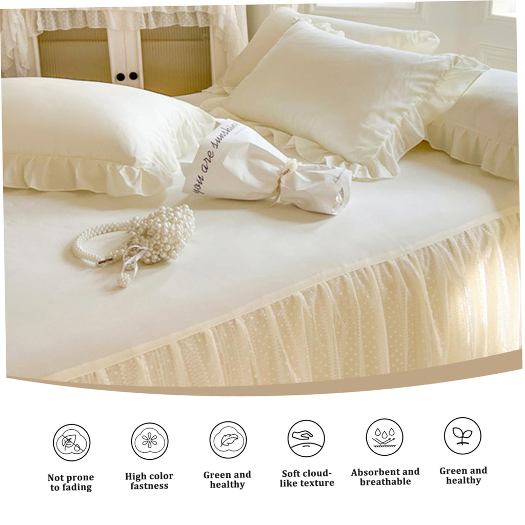 Ruffle Bed Skirt for 59x79 Bed Lace Bedskirt with Dropping Easy Setup Elegant Wrap Around Sheet with Elastic Band
