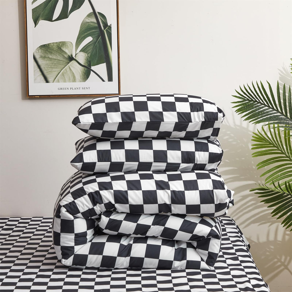 Black White Plaid Comforter Black Checkerboard Grid Bedding