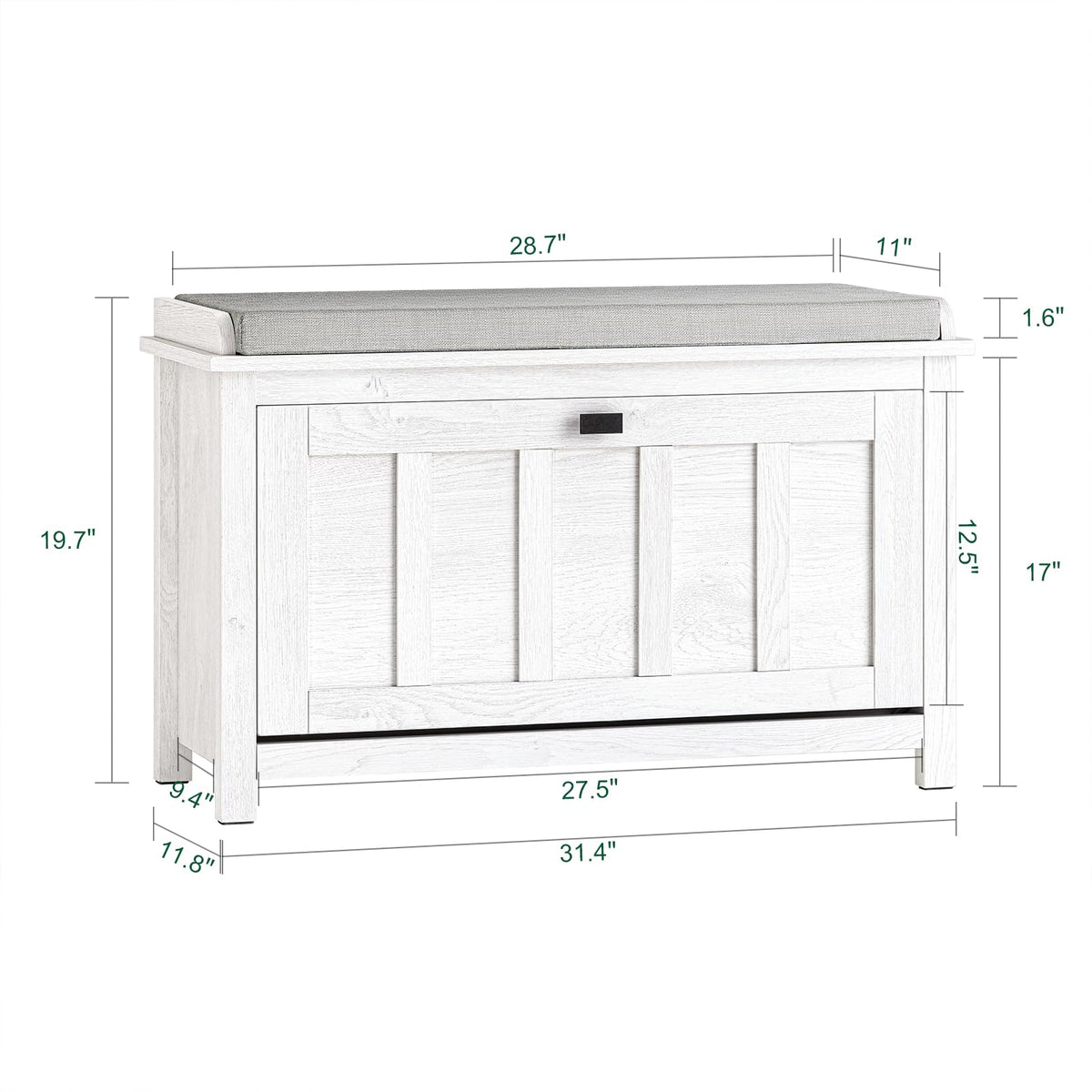 Farmhouse Shoe Storage Bench with Cushion