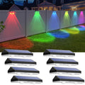 Solar Fence Lights Outdoor - Warm White & RGB 6 Color, Dusk to Dawn Solar Deck Light, Solar Lights Outdoor IP65