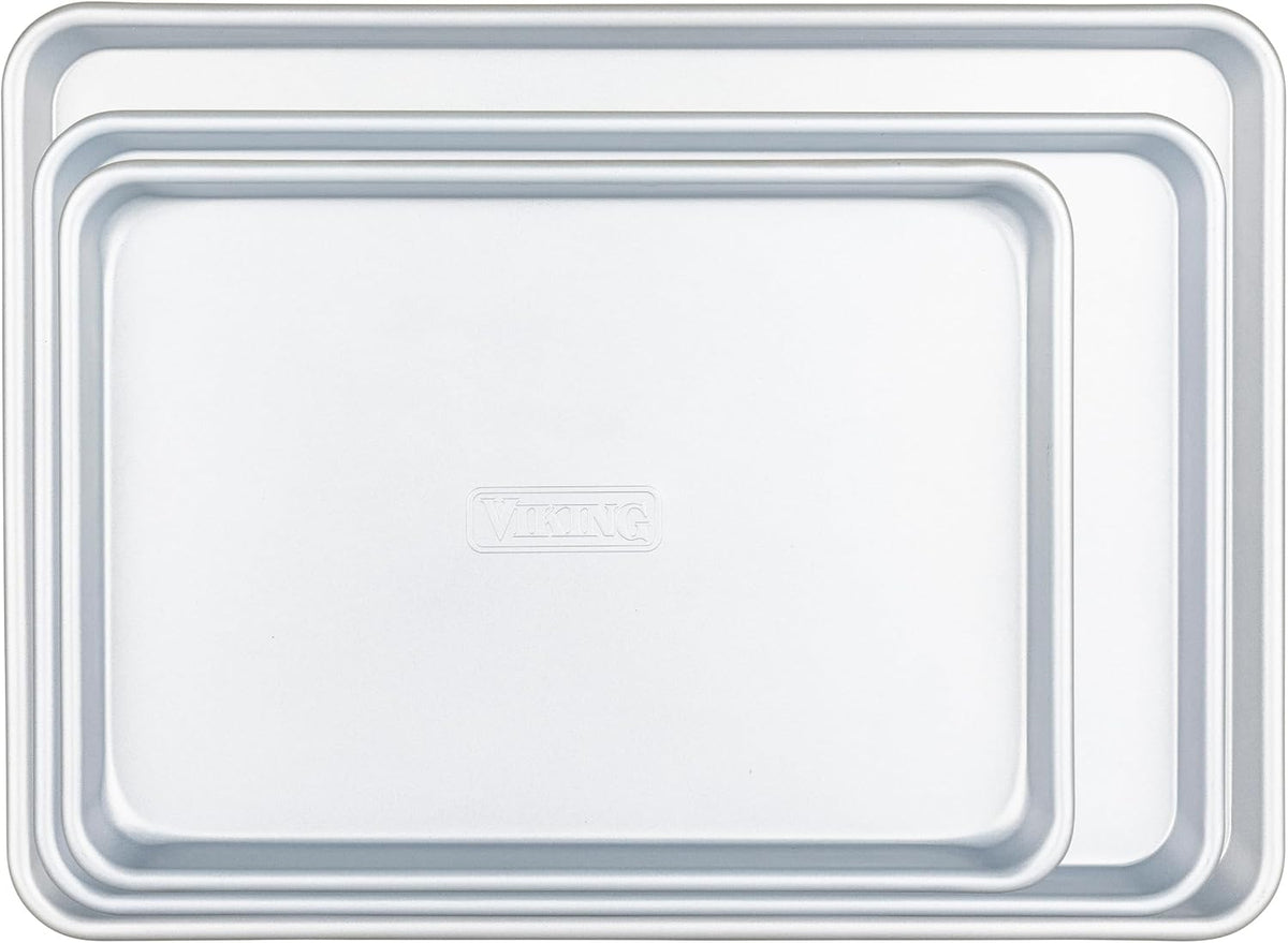 Premium 3-Piece Nonstick Sheet Pan Set, Made without PFAS, Heavy Gauge Aluminized Steel Cookie Sheets with Reinforced