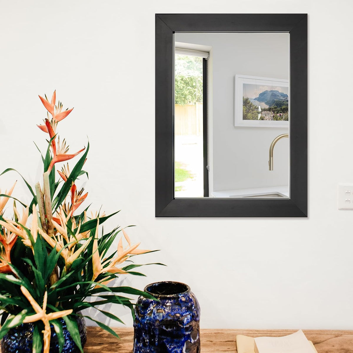 Wall Mirror Rectangle Decorative Mirror 12" x 16" , Black