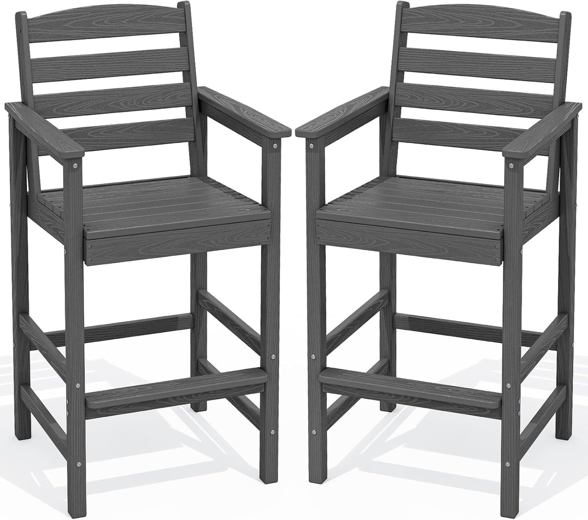 Tall Adirondack Chairs Set of 2, Oversize Balcony Adirondack Chairs Set, Outdoor Bar Height Barstools Widened Chair