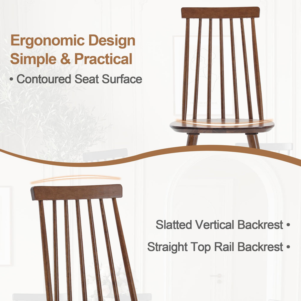 Windsor Wooden Dining Chairs Set of 4, Spindle Back Dining Chairs