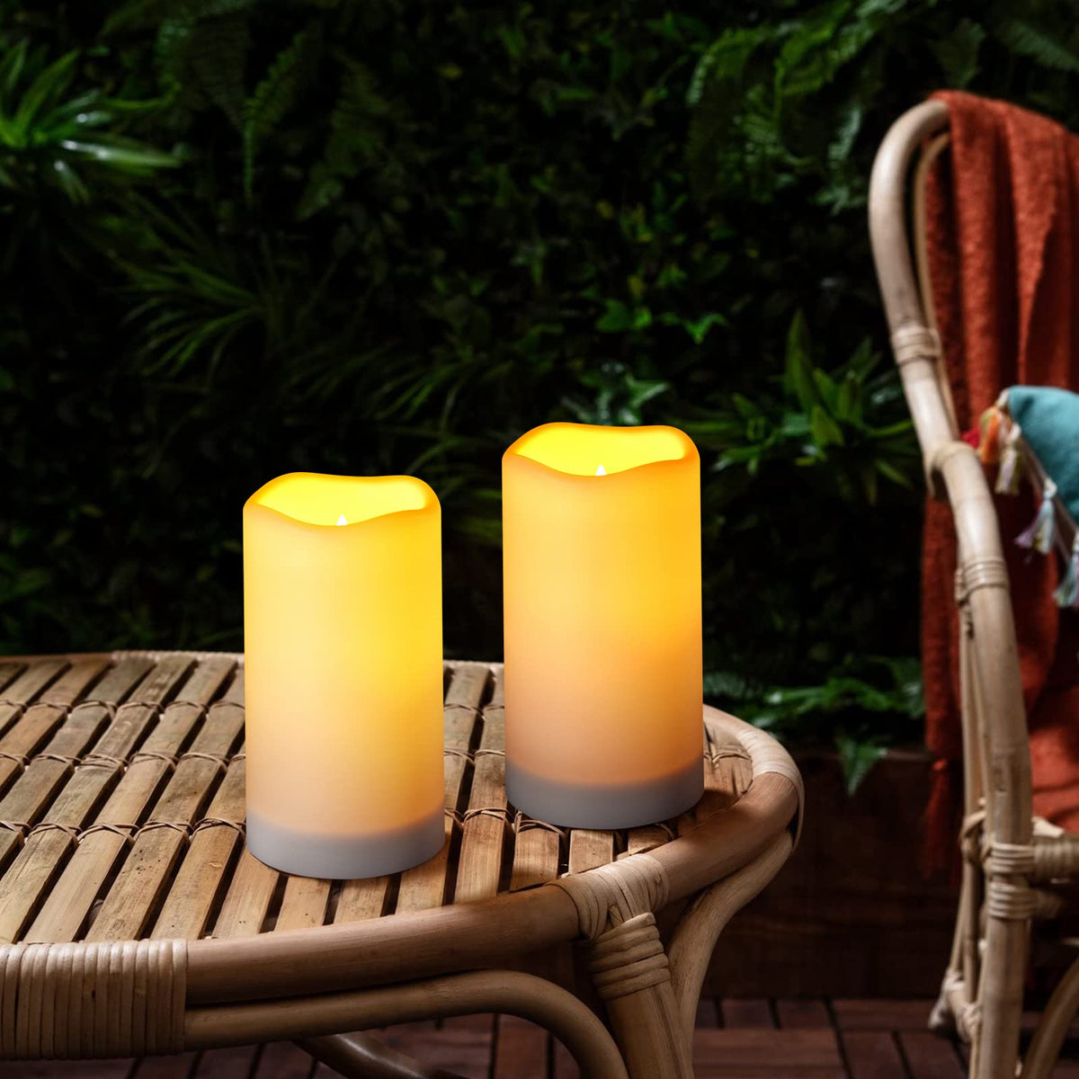 Solar flameless Candles Outdoor Waterproof, Dusk to Dawn Outdoor Lighting, Flickering fameless Reusable LED Light
