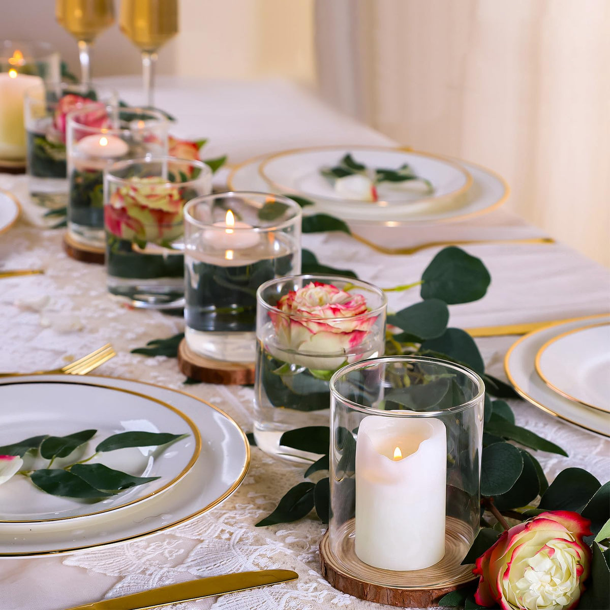 12pcs 4 Inch Clear Glass Cylinder Vases for Centerpieces
