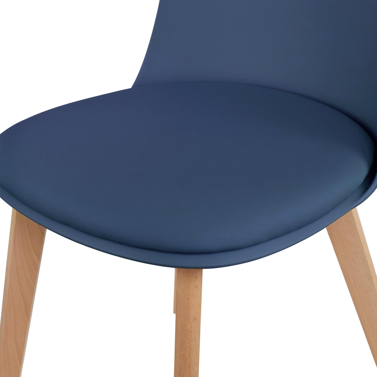 Inspired Eames Style Modern Armless Dining Chair | Plastic Shell with PU Leather Cushion Padded Seat and Wooden Legs | Indoor or Outdoor