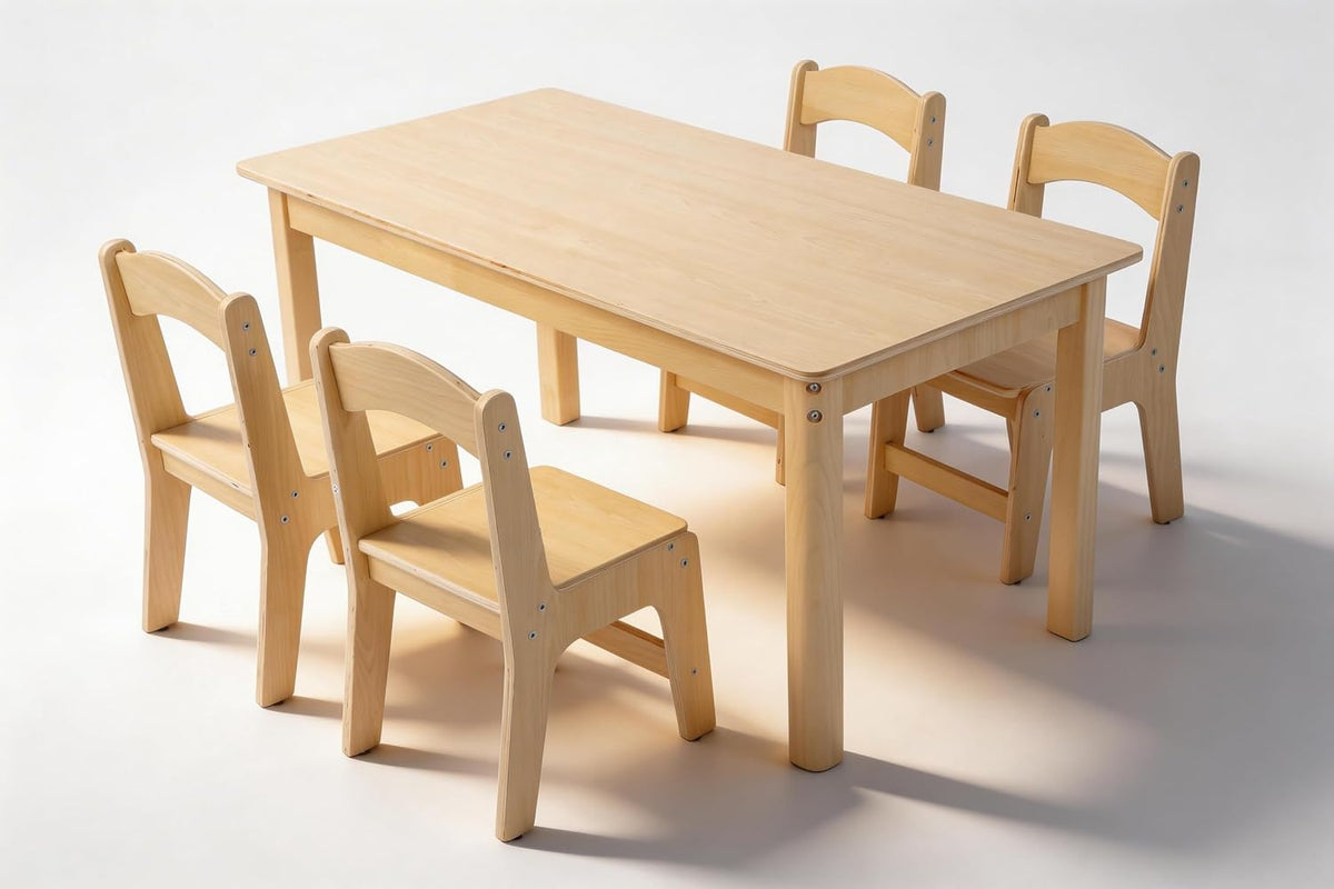 Toddler Table and Chair Set, Anti-Slip Legs & Rounded Corners, Sturdy Wooden Kids Table and Chairs for Eating