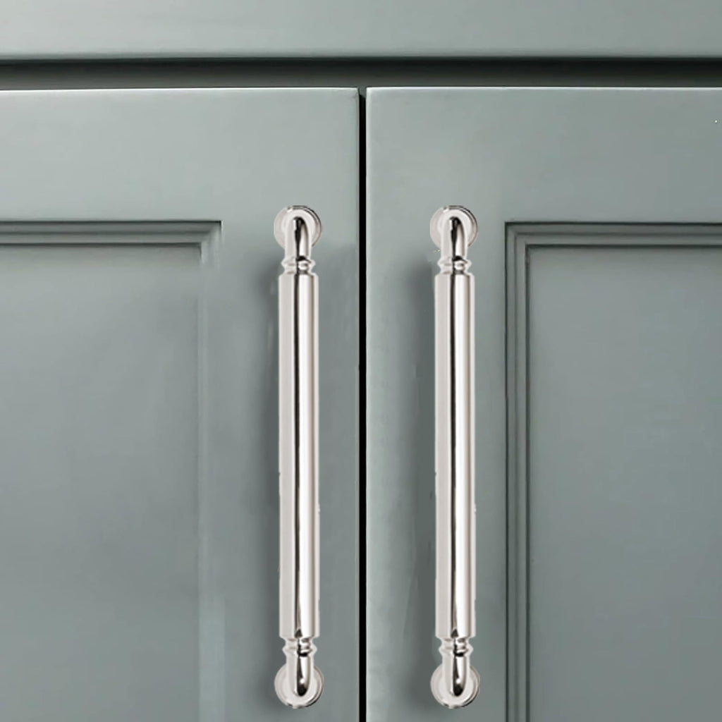 2 Pack 8 Inch Hole Center Vibrant Polished Nickel Cabinet pulls Heavy-Duty Solid Cabinet Handle Hardware Suitable for