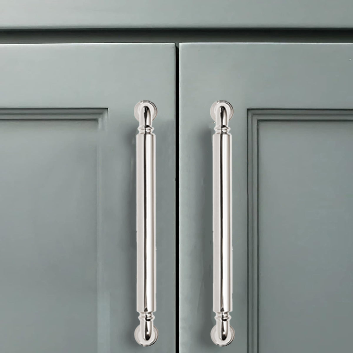 2 Pack 8 Inch Hole Center Vibrant Polished Nickel Cabinet pulls Heavy-Duty Solid Cabinet Handle Hardware Suitable for
