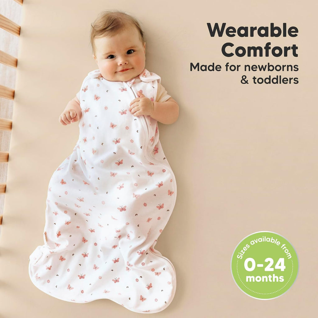 Pack Organic Baby Sleep Sacks, 100% Cotton 0.5TOG (Butterflies, )