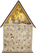 2024 Wooden Advent Calendar with 25 Drawers and Lights for Holiday Celebrations