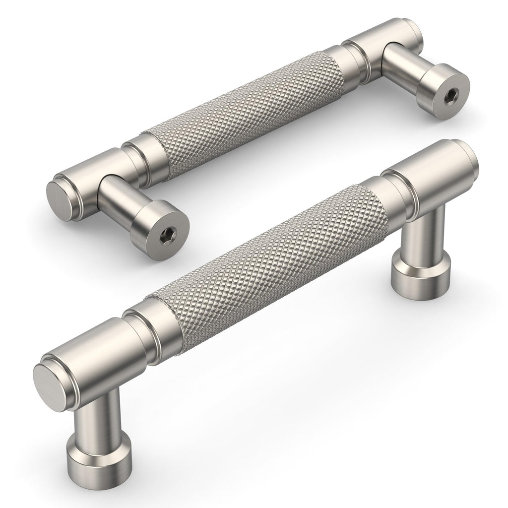10 Pack Brushed Satin Nickel knurled Cabinet Pulls 3.5"
